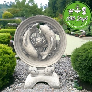 Koi halak jing jang szobor